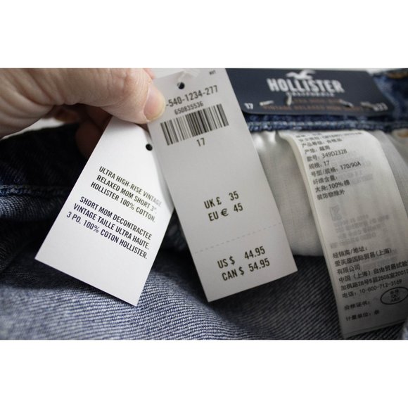 NWT Hollister Ultra High Rise Vintage Relaxed Mom Short Distressed Denim 17 - Picture 10 of 15